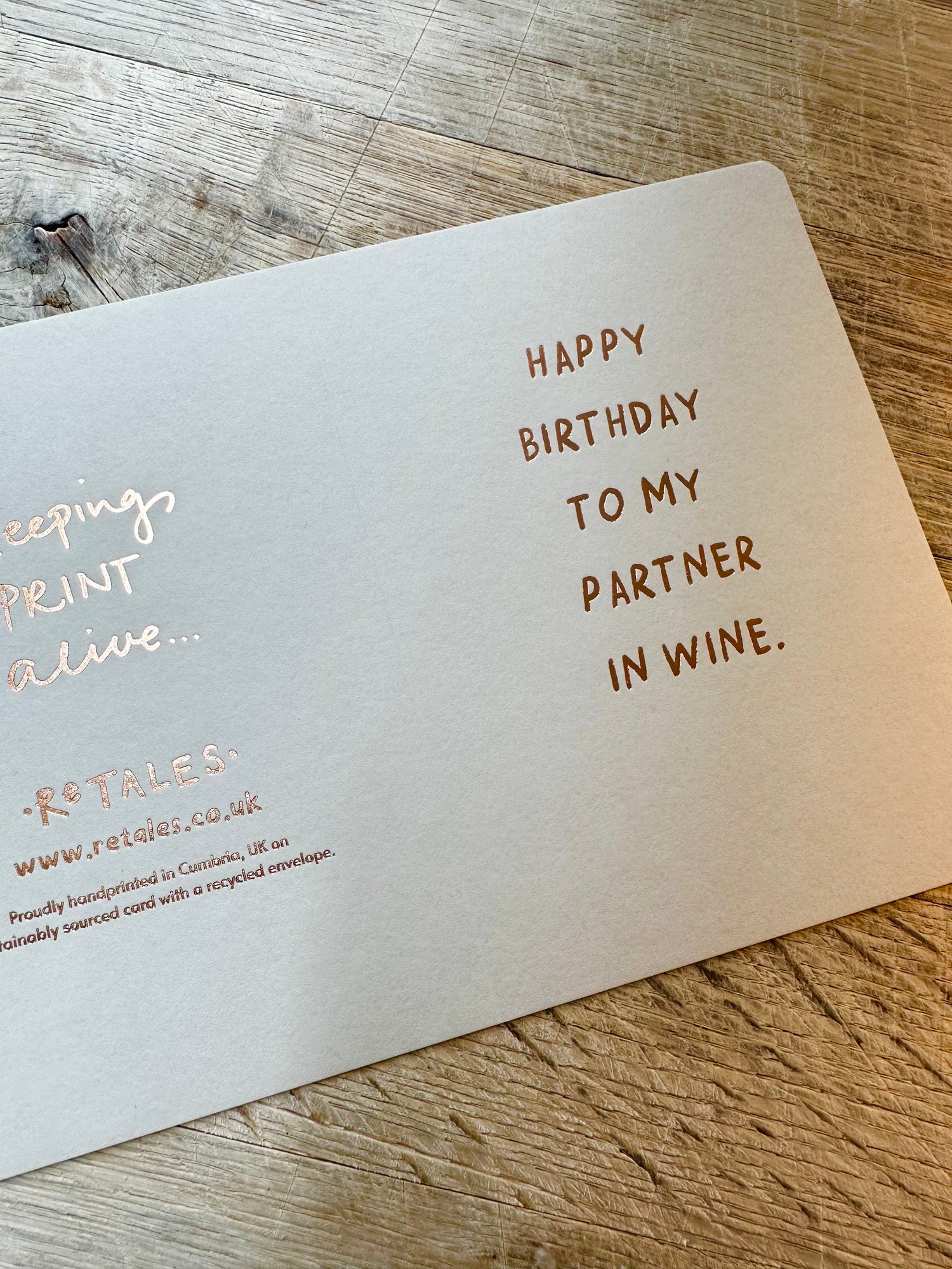 A birthday card saying to my big beardy birthday boy printed on premium grey card and with soft rose gold foil